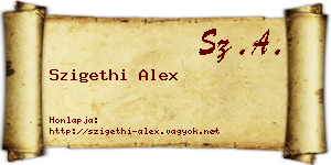 Szigethi Alex névjegykártya